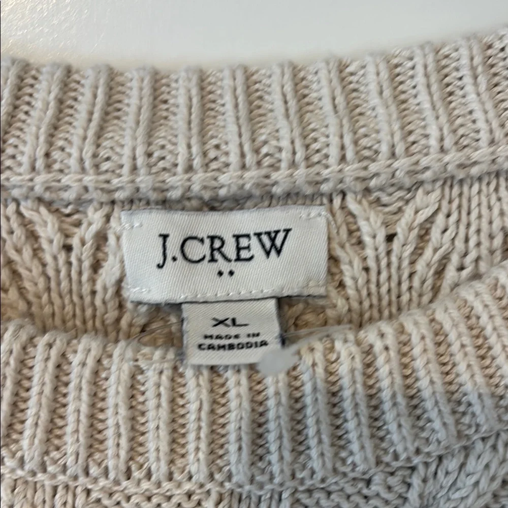 J. Crew Cream Cable Knit Crewneck Sweater
